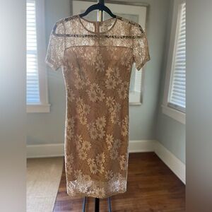 Molly Bracken Size XS tan lace dress.